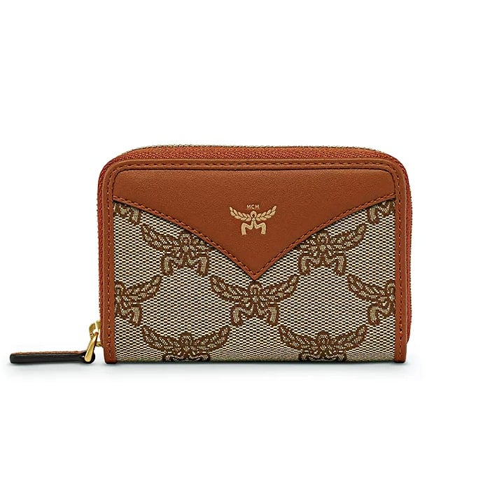 MCM Himmel Zip Around Fabric Logo Wallet (MSRP $310)