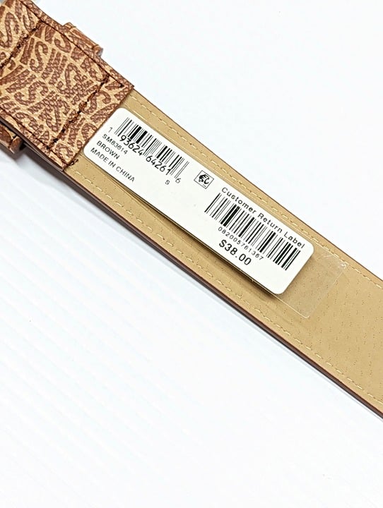Steve Madden Women's Fish-Eye-Logo Belt with Silver Buckle Size S (MSRP $38)