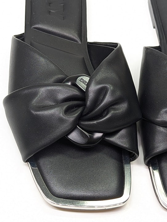 NWOB DKNY Women's Doretta Black Square Toe Slide Sandals Size 7 (MSRP $120)