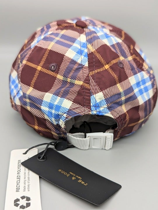 Rag & Bone Unisex Addison Baseball Cap in Burgundy Plaid (MSRP $95)