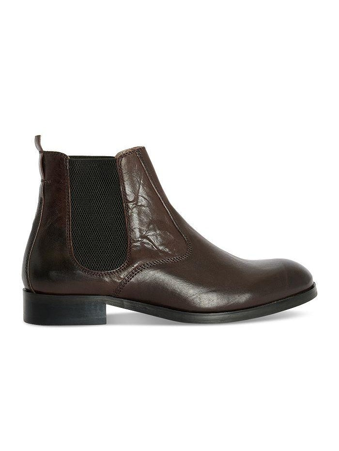 AllSaints Men's Gus Pull On Chelsea Boots Brown Distressed Leather Size 45