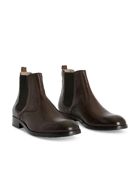 AllSaints Men's Gus Pull On Chelsea Boots Brown Distressed Leather Size 45