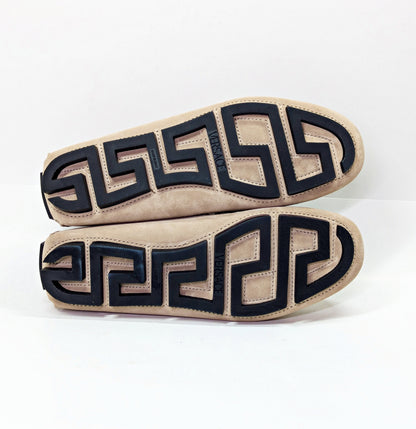 Versace Men's Medusa Coin Penny Driving Loafer in Light Sand Rutenio Size 42.5