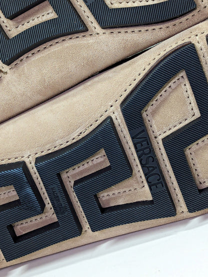 Versace Men's Medusa Coin Penny Driving Loafer in Light Sand Rutenio Size 42.5