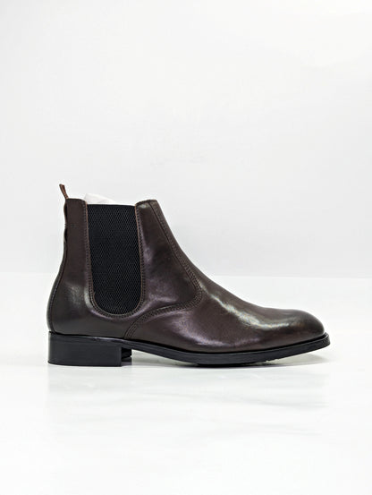 AllSaints Men's Gus Pull On Chelsea Boots Brown Distressed Leather Size 45