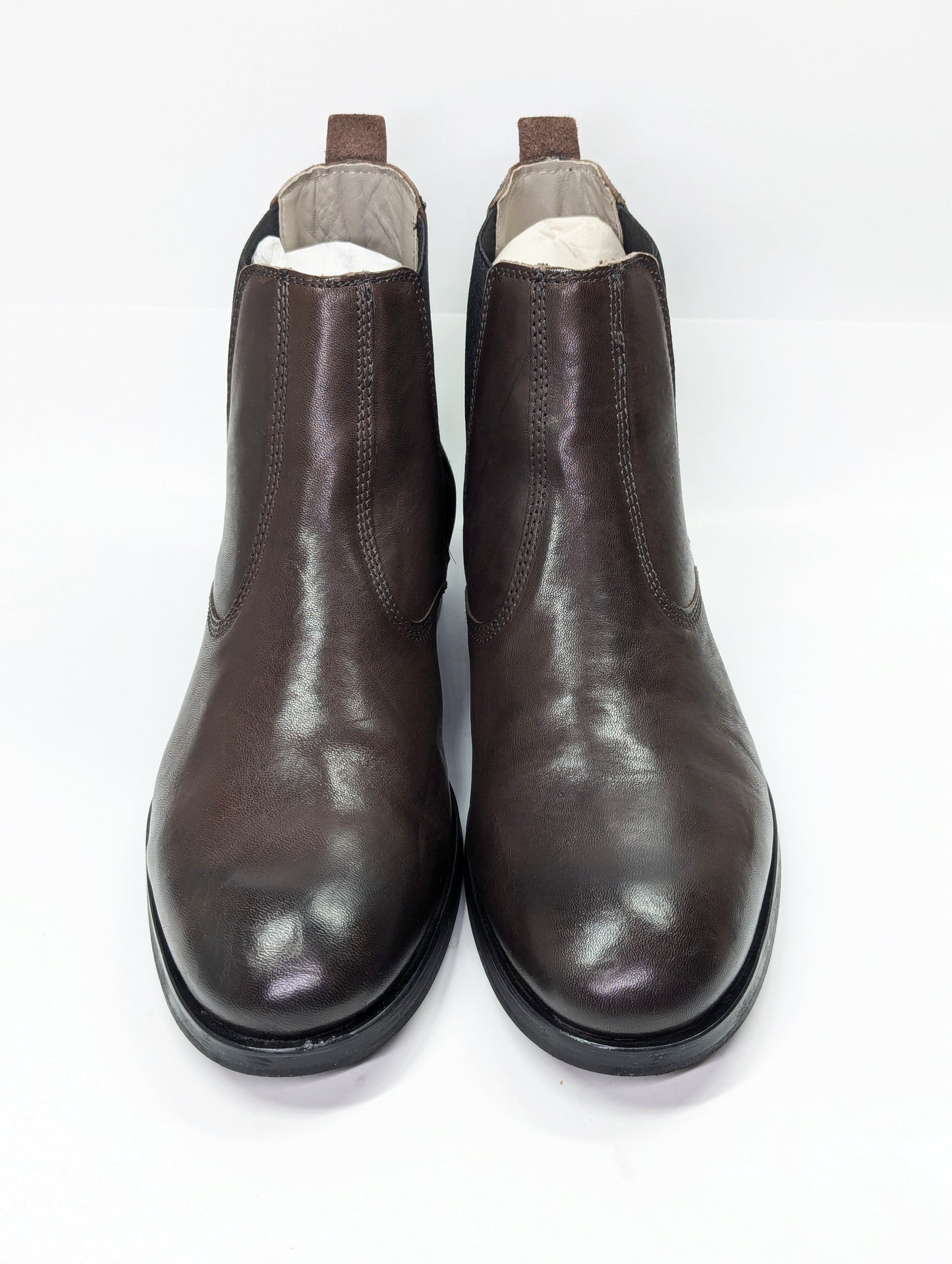 AllSaints Men's Gus Pull On Chelsea Boots Brown Distressed Leather Size 45