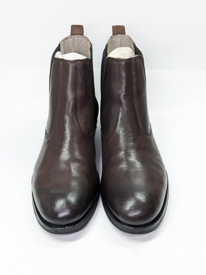 AllSaints Men's Gus Pull On Chelsea Boots Brown Distressed Leather Size 45