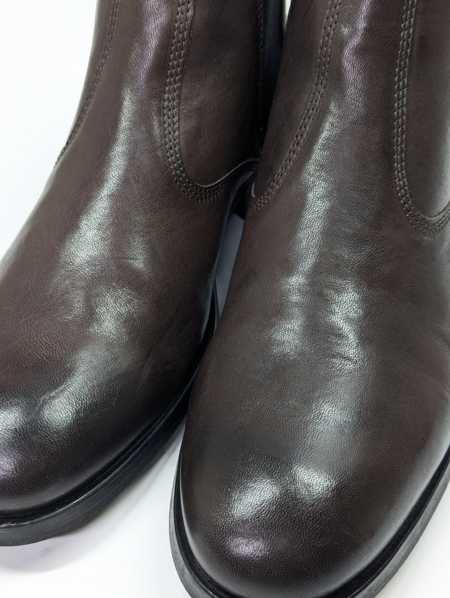 AllSaints Men's Gus Pull On Chelsea Boots Brown Distressed Leather Size 45