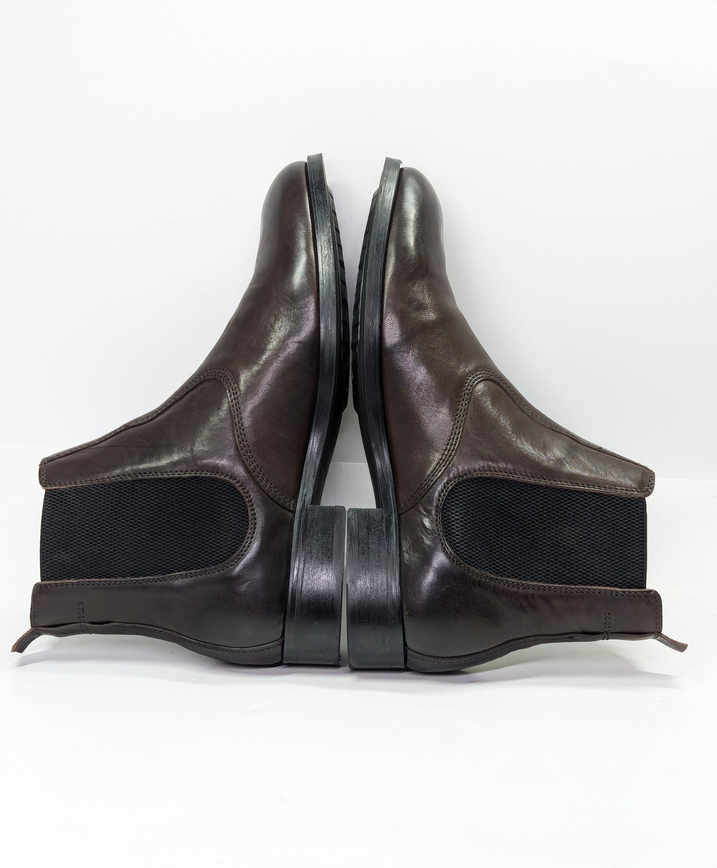 AllSaints Men's Gus Pull On Chelsea Boots Brown Distressed Leather Size 45