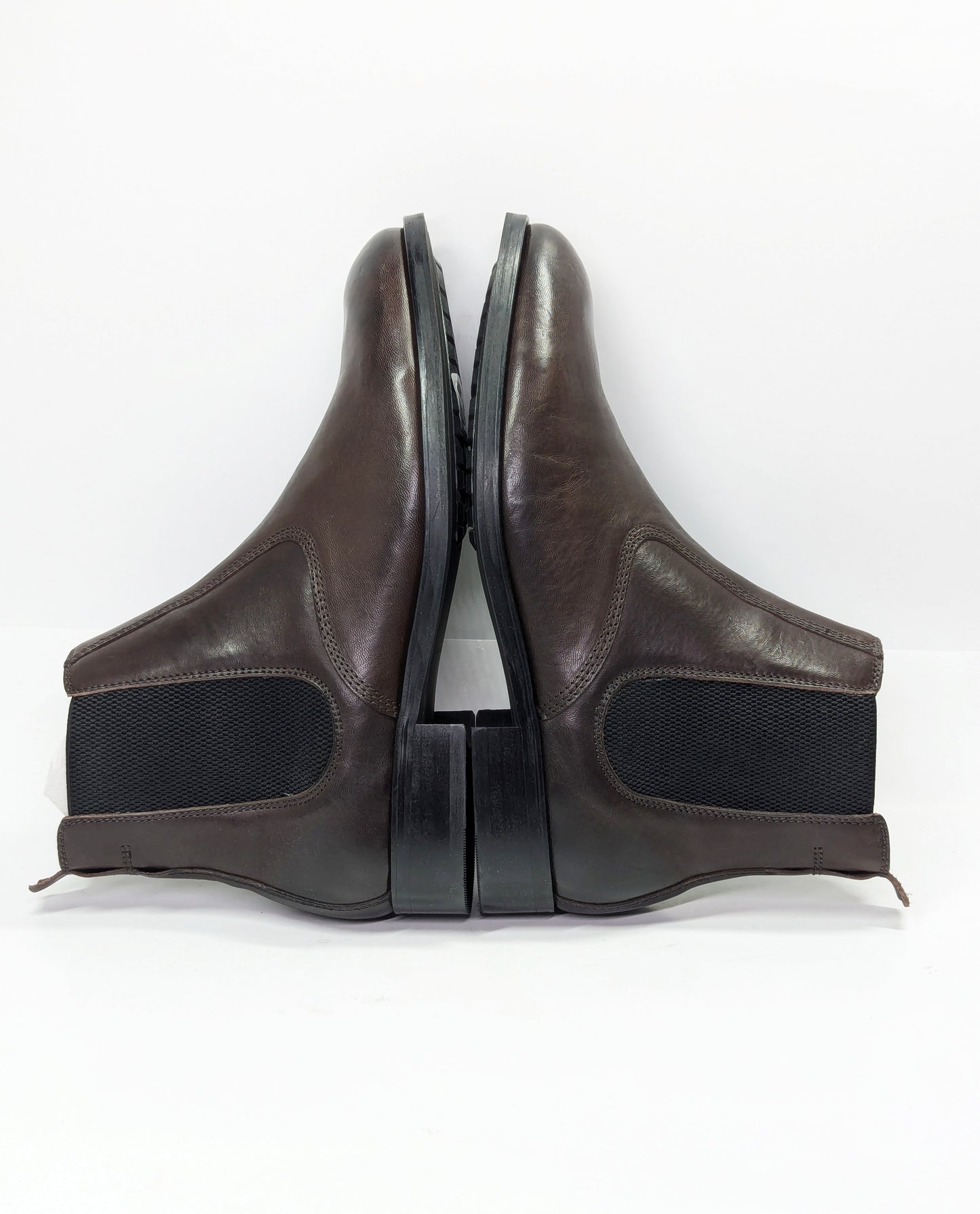 AllSaints Men's Gus Pull On Chelsea Boots Brown Distressed Leather Size 45