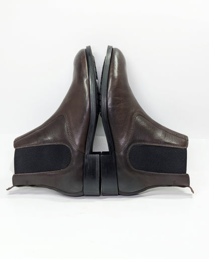 AllSaints Men's Gus Pull On Chelsea Boots Brown Distressed Leather Size 45