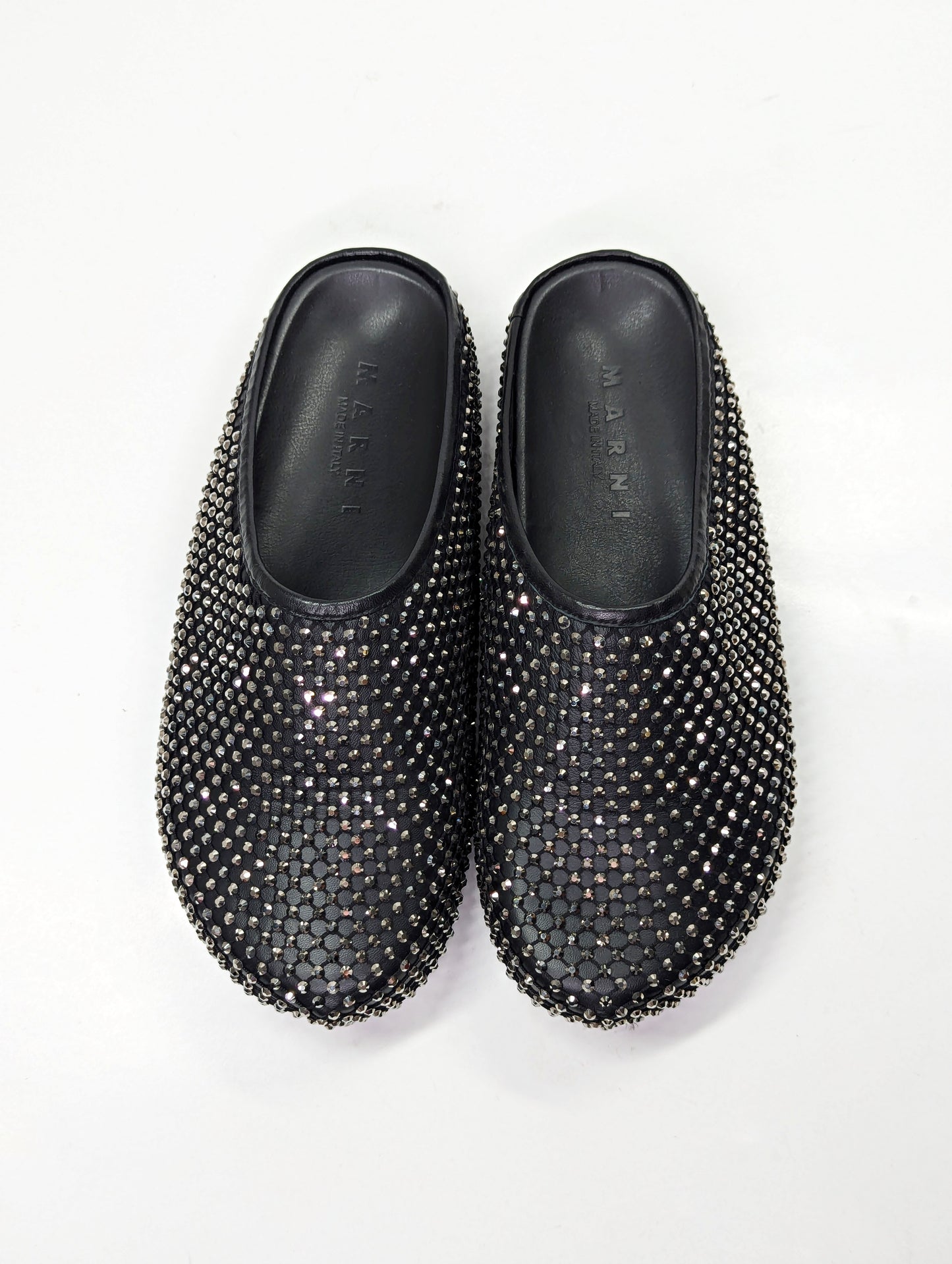 Marni Men's Fussbett Sabot Mules With Rhinestones Black Size 41 (MSRP $1,170)