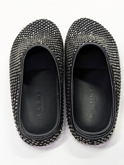 Marni Men's Fussbett Sabot Mules With Rhinestones Black Size 41 (MSRP $1,170)