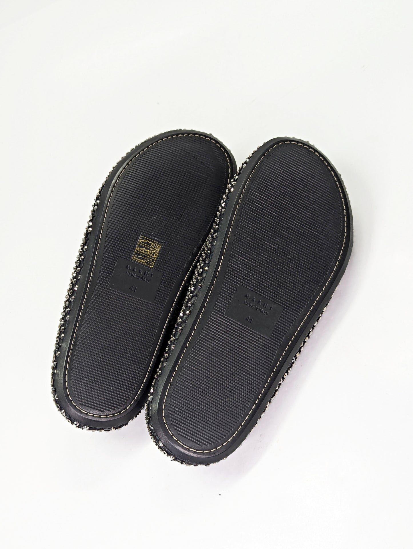 Marni Men's Fussbett Sabot Mules With Rhinestones Black Size 41 (MSRP $1,170)