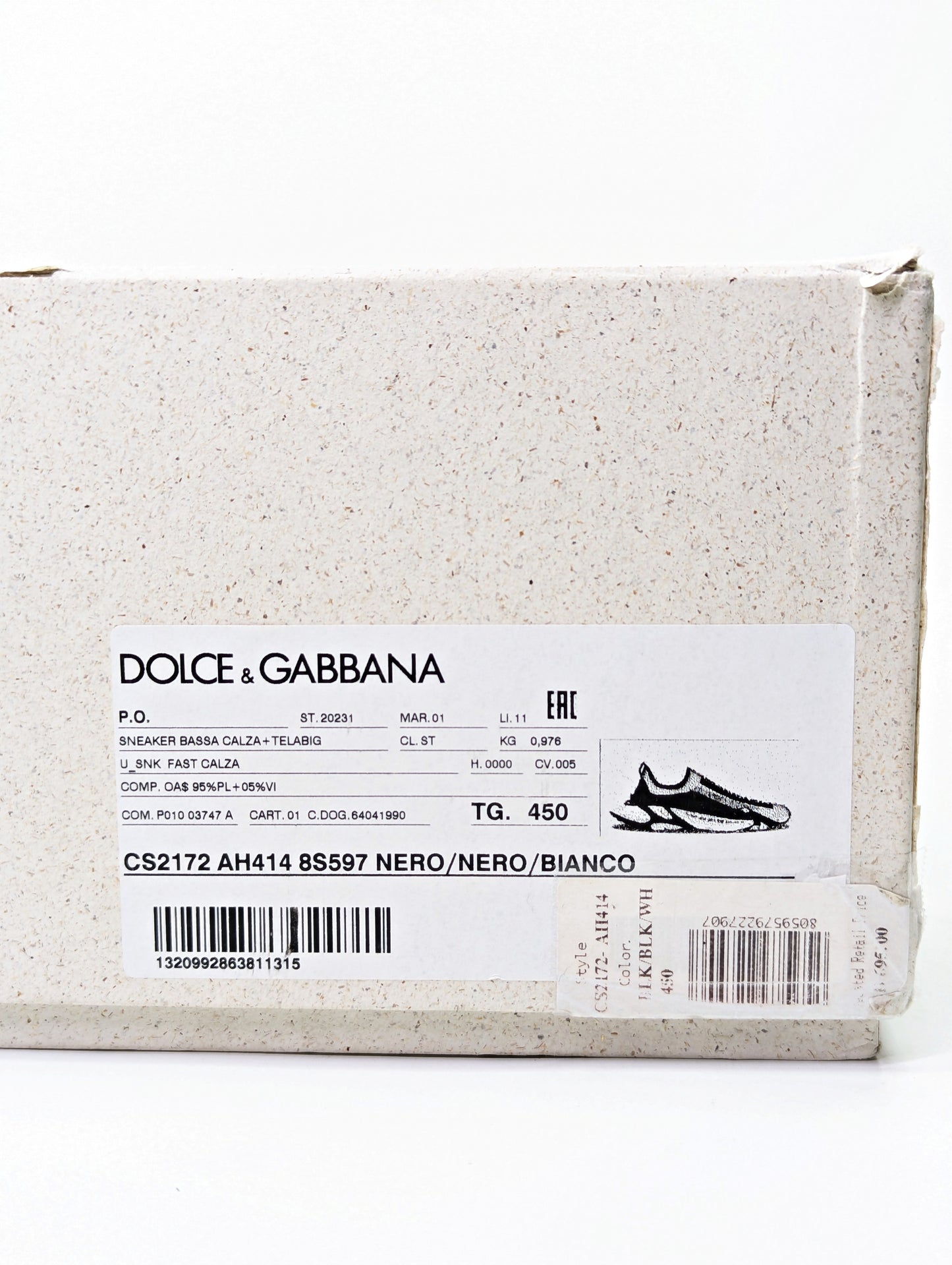 Dolce & Gabbana Men's Black Knit Fabric Sorrento Sneakers Size 39 (MSRP $695)