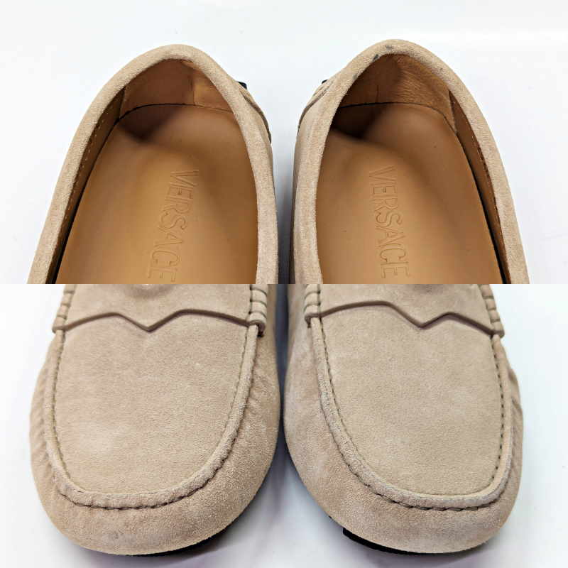 Versace Men's Medusa Coin Penny Driving Loafer in Light Sand Rutenio Size 42.5