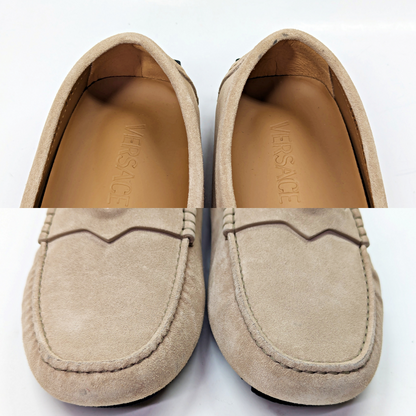 Versace Men's Medusa Coin Penny Driving Loafer in Light Sand Rutenio Size 42.5