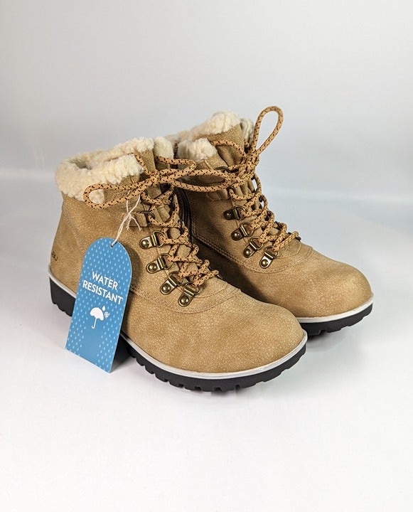 JBU Women's Blue Creek Water-Resistant Lace-Up Booties Tan Size 7.5 M (MSRP $95)