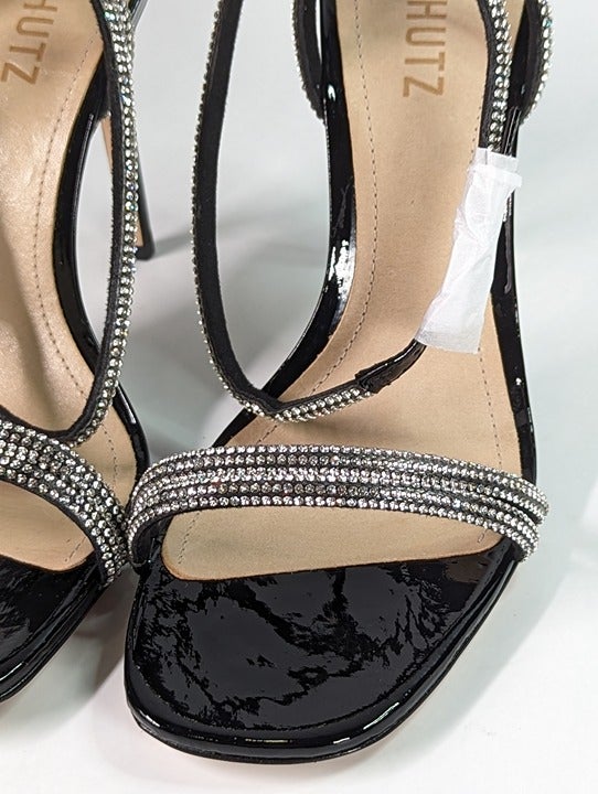 Schutz Women's Altina Glam Crystal Embellished Heel Sandals Size 10 (MSRP $128)