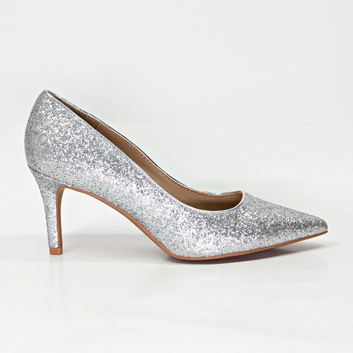 On 34th Women's Jeules Silver Glitter Pointed-Toe Pumps Size 7.5 (MSRP $80)