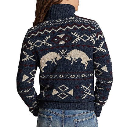 Polo Ralph Lauren Men's Blue Fair Isle-Knit Wool Blend Sweater Size S MSRP $498