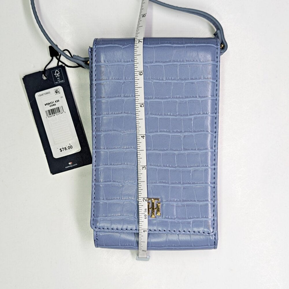 Tommy Hilfiger Julia Phone Crossbody Crocodile Blue Stone (MSRP $78)
