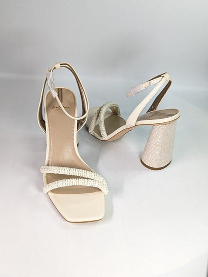 Sam Edelman Women's Kia Beaded Ivory Strappy Dress Sandals Size 9.5 (MSRP $160)