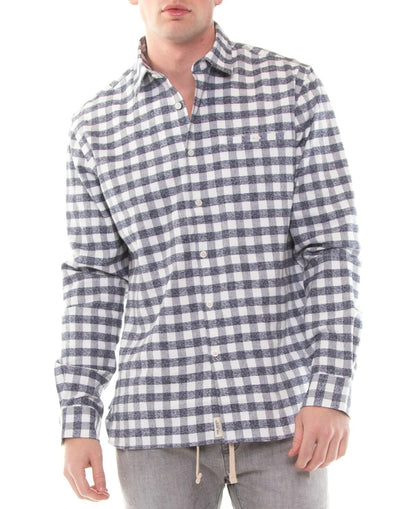 NWT Civil Society Cortez Men's Navy Cotton Check Flannel Shirt Size S (MSRP $79)