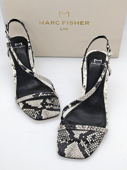 Marc Fisher LTD Women's Gove 2 Leather Snake Print Dress Sandals Size 6.5 M