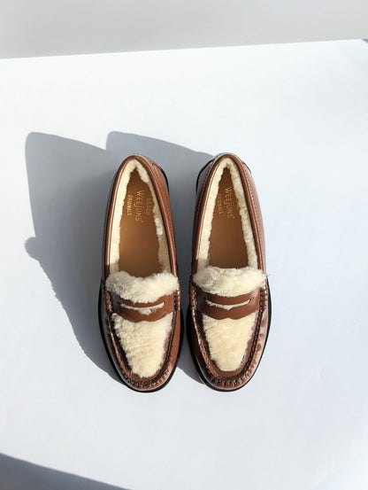 G.H.BASS Women's Whitney Shearling Loafers Whiskey Brown Size US 6 (MSRP $175)