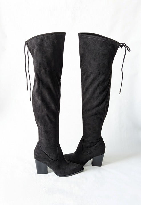 Marc Fisher Women's Okun Black Suede Thigh High Boots Size 7 M (MSRP $249)