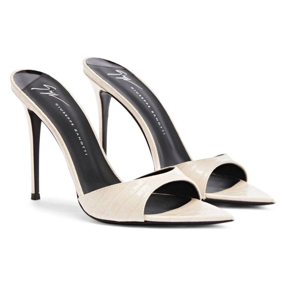 Giuseppe Zanotti Intrigo 90mm Crocodile Beige Mule Sandals Size 39 (MSRP $795)