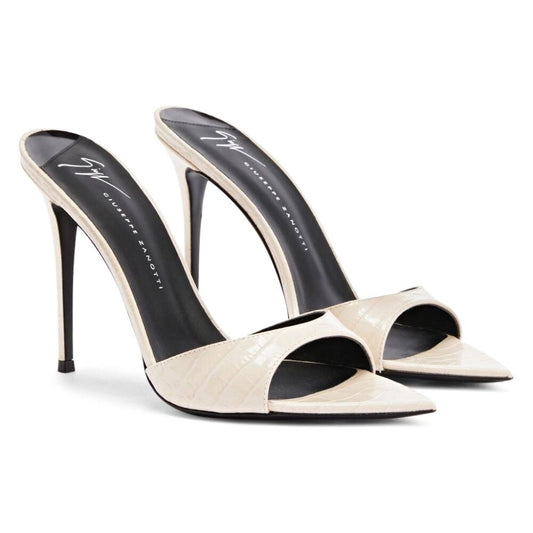 Giuseppe Zanotti Intrigo 90mm Crocodile Beige Mule Sandals Size 39 (MSRP $795)