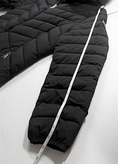 DKNY Women's Black Bibbed Hooded Lightweight Puffer Coat Size L (MSRP $285)