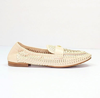 Tory Burch Women's Woven Ballet Loafers Brie Spark Gold Size 7 (MSRP $378)