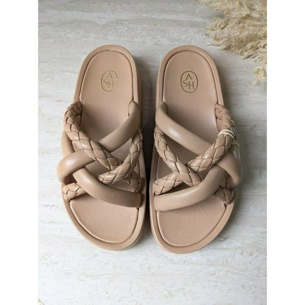 Ash Vanessa Bis Braided-Trap Platform Slides Sandals Skin Size 38 MSRP $245