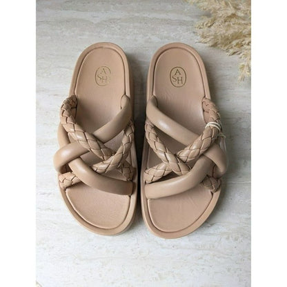 Ash Vanessa Bis Braided-Trap Platform Slides Sandals Skin Size 38 MSRP $245