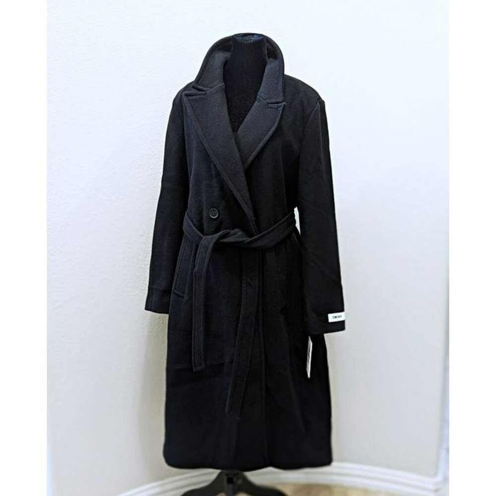 DKNY Petite Notched-Collar Double-Breasted Wrap Coat Size XL 16-18 (MSRP $350)