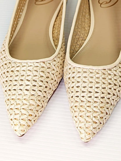 Sam Edelman Women's Wanda Pointed Toe Flats Ivory Raffia Size 8.5 M (MSRP $130)