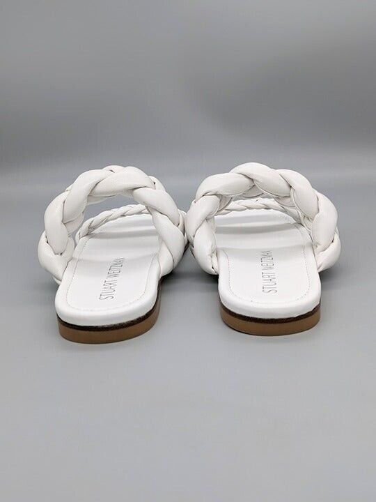 Stuart Weitzman Playa Leather Slip-On Slide Sandals Size 8.5 B (MSRP $395)