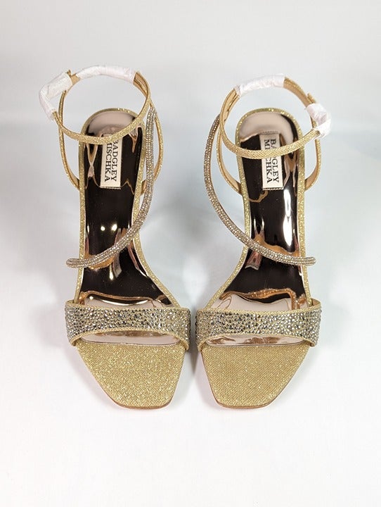 Badgley Mischka Sally Women's Rhinestone Satin Heel Sandals Size 9.5 (MSRP $235)