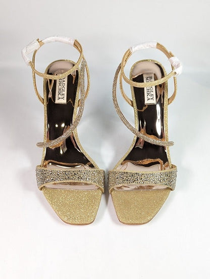 Badgley Mischka Sally Women's Rhinestone Satin Heel Sandals Size 9.5 (MSRP $235)