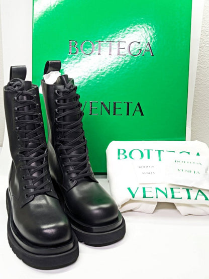 Bottega Veneta Men's Lug Sole Combat Boots in Black Leather Size 41 (MSRP $1450)