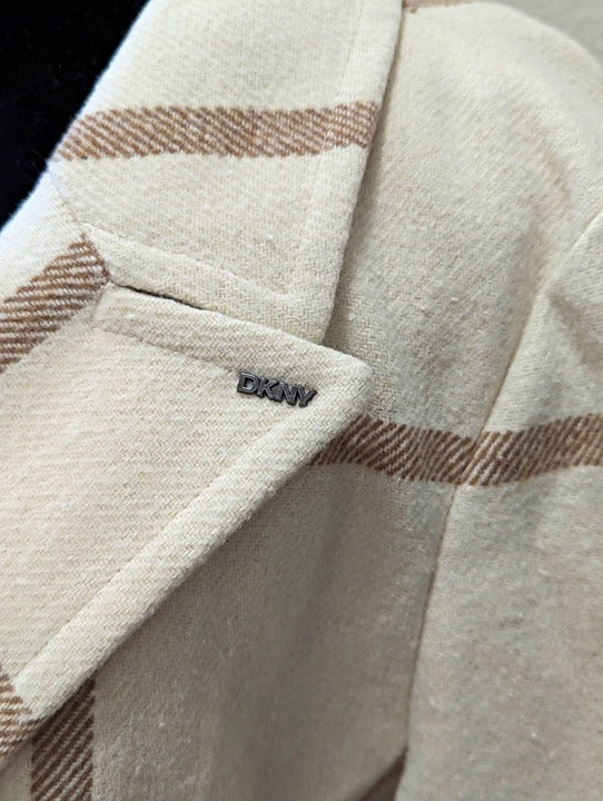 DKNY Women's Plaid Maxi Belted Notch Collar Coat Size M (MSRP $350)