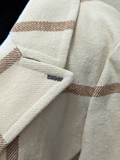 DKNY Women's Plaid Maxi Belted Notch Collar Coat Size M (MSRP $350)