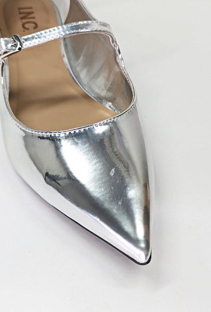 I.N.C. International Concepts Valan Silver Triple Straps Flats Size 8.5 MSRP $80