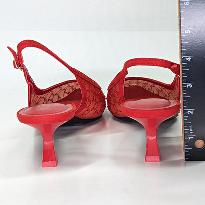 I.N.C. International Concepts Gemini Mid Heel Red Bling Mesh Size 9.5 (MSRP $80)