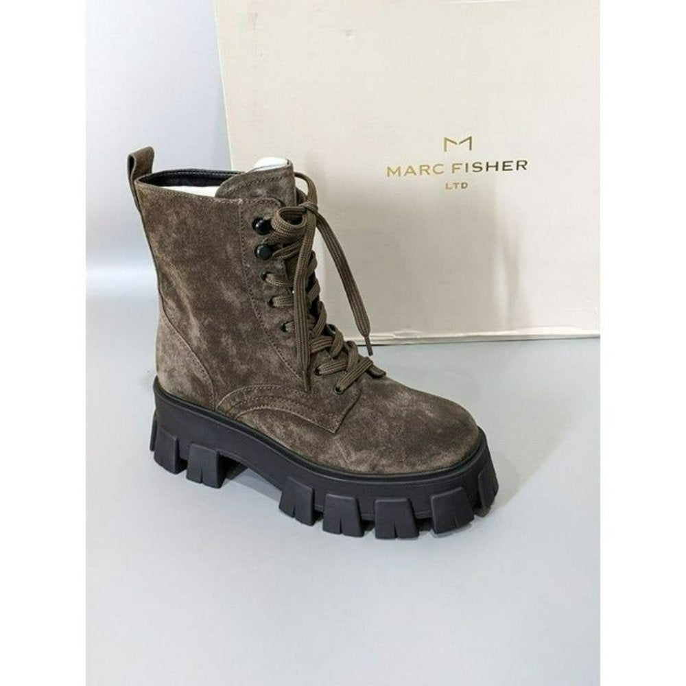 Marc Fisher LTD Happy Women's Dark Brown Combat Boot Size 6 M (MSRP $239)