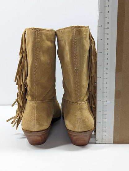 Rebecca Minkoff Women's Krissa Suede Fringe Low-Heel Boots Size 8.5 (MSRP $198)