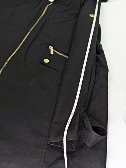 Michael Kors Black Hooded Water-Resistant Raincoat Size Petite-XL (MSRP $320)
